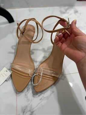 a new day Tan Ankle-Strap Sandals with Clear Toe Band